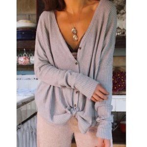 Urban Outfitters Out From Under Jojo Waffle Knit Button Top